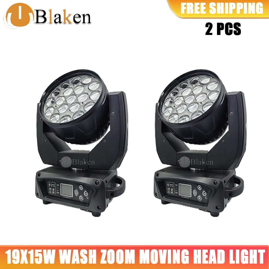 

0 Tax 2Pcs 19x15W Led Moving Head RGBW Beam Wash Zoom Moving Head Light DJ Stage Light Equipment Concert Productions