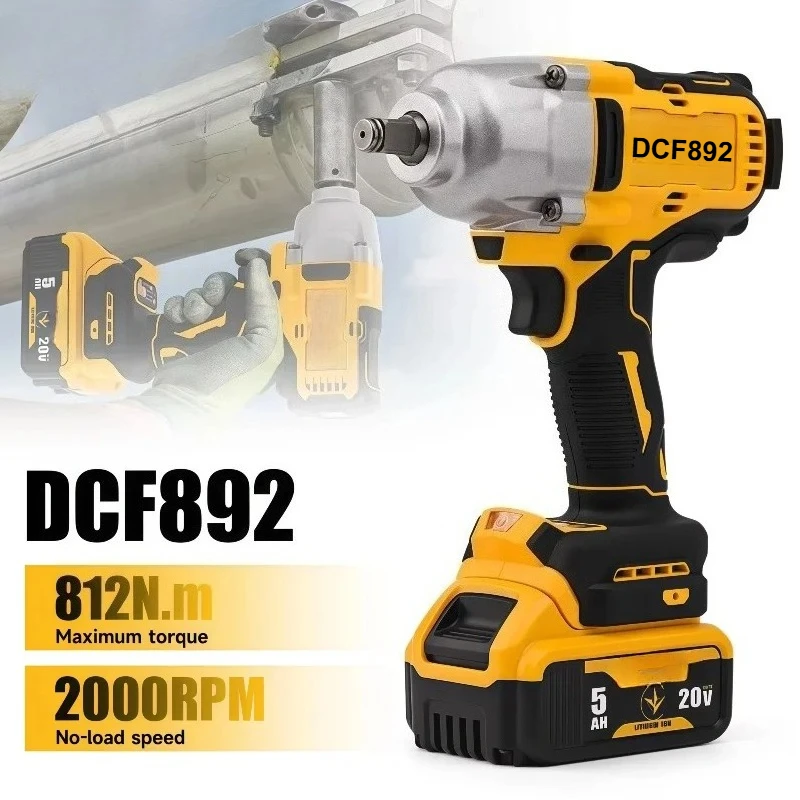 cle-electrique-sans-balais-dewalt-dcf892-1-2-pouces-812nm-pilote-d'impact-sans-fil-couple-eleve-outils-electriques-automobiles-a-trois-vitesses