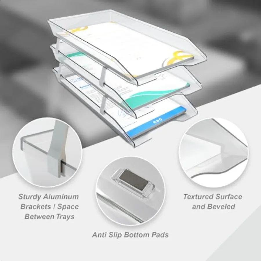 Acrimet 3 طبقات من علبة الحروف القانونية للحمل الأمامي بالحجم القانوني (بلاستيك) (لون كريستال شفاف) صنع في الولايات المتحدة الأمريكية