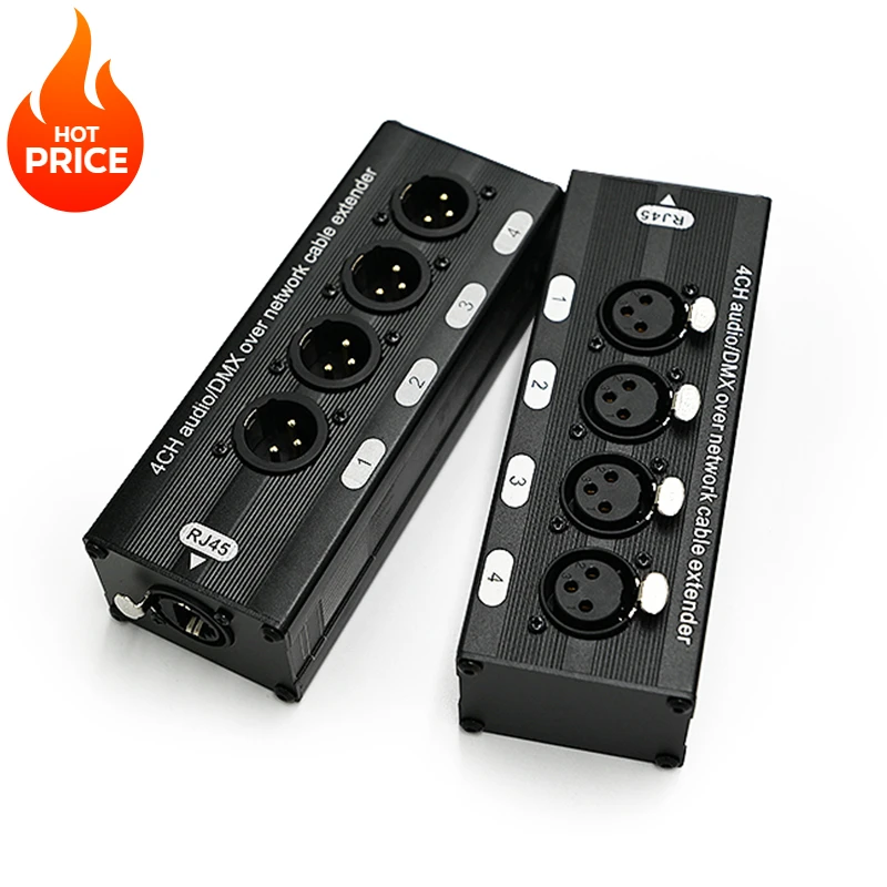 

DMX512 Signal Expander and 3-Pin XLR Audio Network Cable Extender - 4 Channels with 1 Male and 1 Female Connector