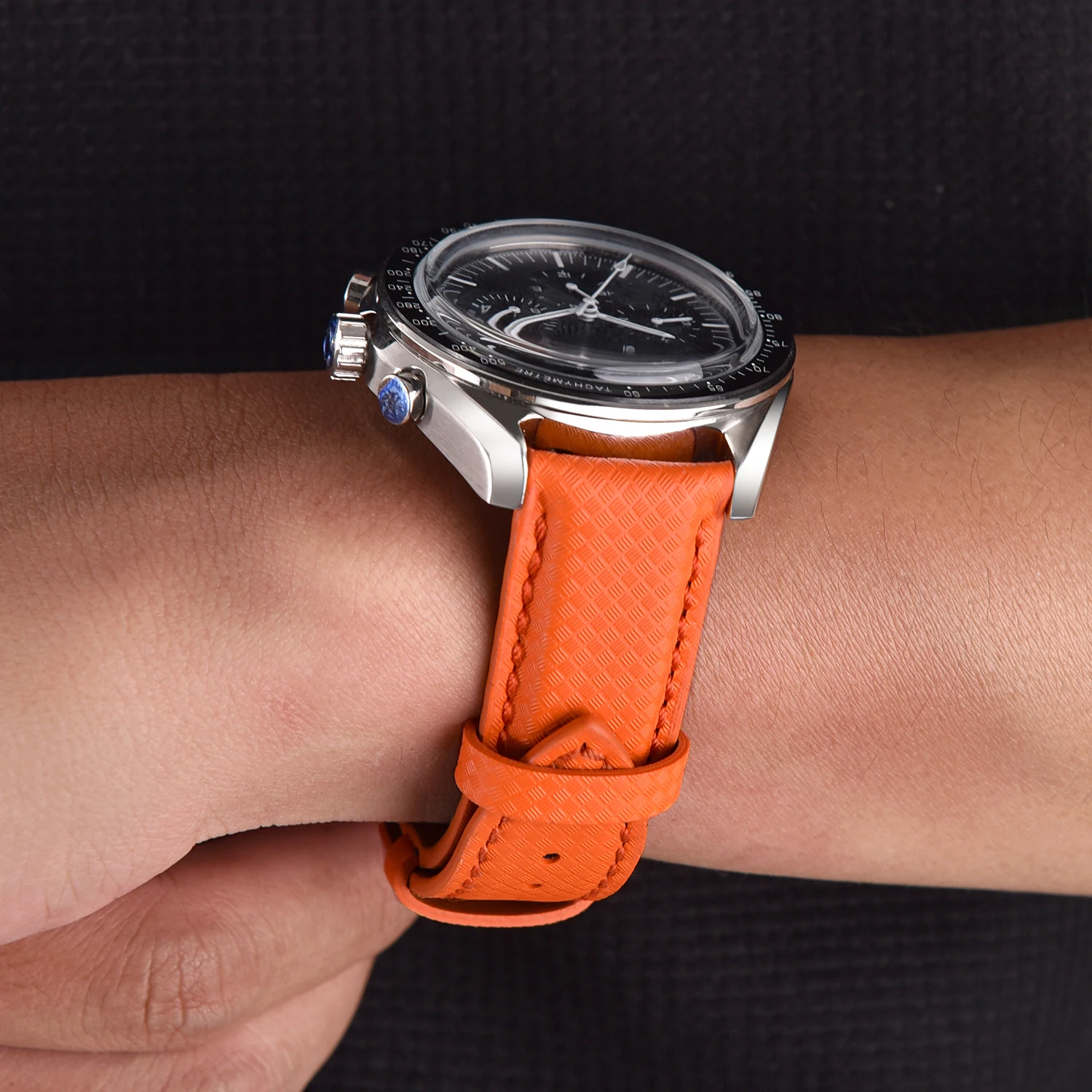 New Design FKM Rubber Leather Watch Strap 18mm 19mm 20mm 22mm Quick Release Sailcloth Watch Bands Universal Waterproof Wristband