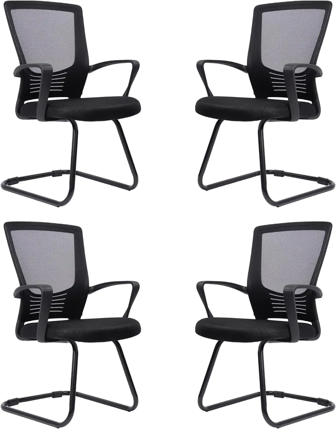 Clatina Office Guest Chair With Lumbar Support And Mid Back Mesh Space Air Grid Series, Ergonomic Lumbar Support And Sled Base