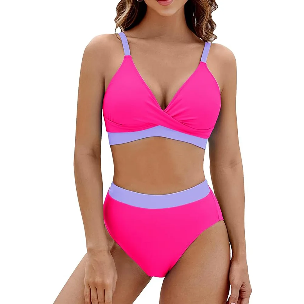 Maillot de bain deux pièces pour femmes, soutien-gorge push up, culotte taille haute, pour baigneurs, vêtements de plage