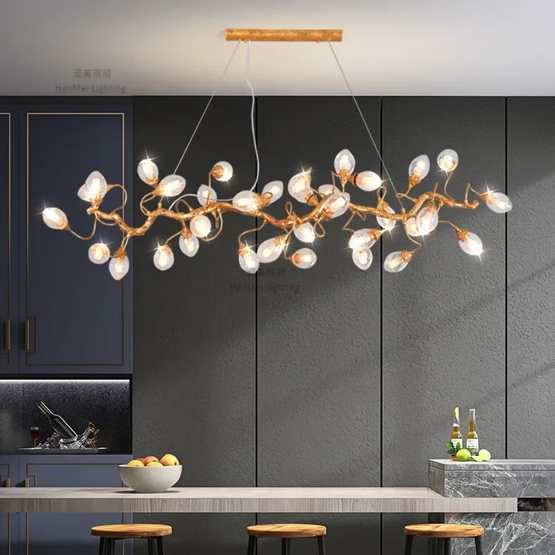 for Post Modern Light Luxury All Copper Dinosaur Egg Tree Branch Chandelier for Villa Living Room Bar Tea Room Restaurant