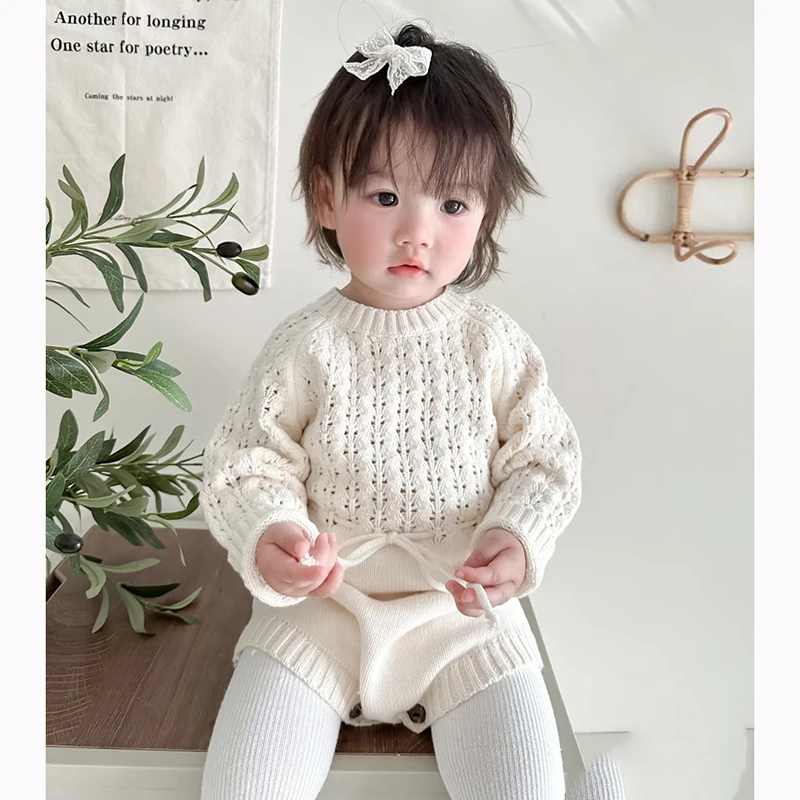 pasgeboren baby baby meisjes gebreide kleding hart lange mouw jumpsuit outfit herfst winter wol gebreide trui romper kleding
