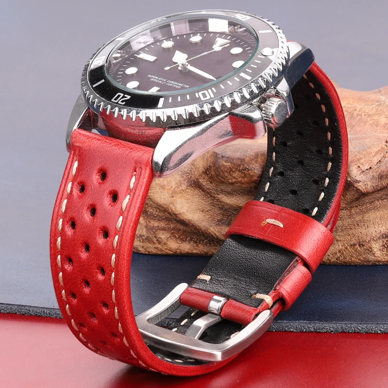 Genuine Leather Watchbands 20mm 22mm Women Men For Huawei Cowhide Vintage Watch Band Strap For Samsung Galaxy Watch 42mm