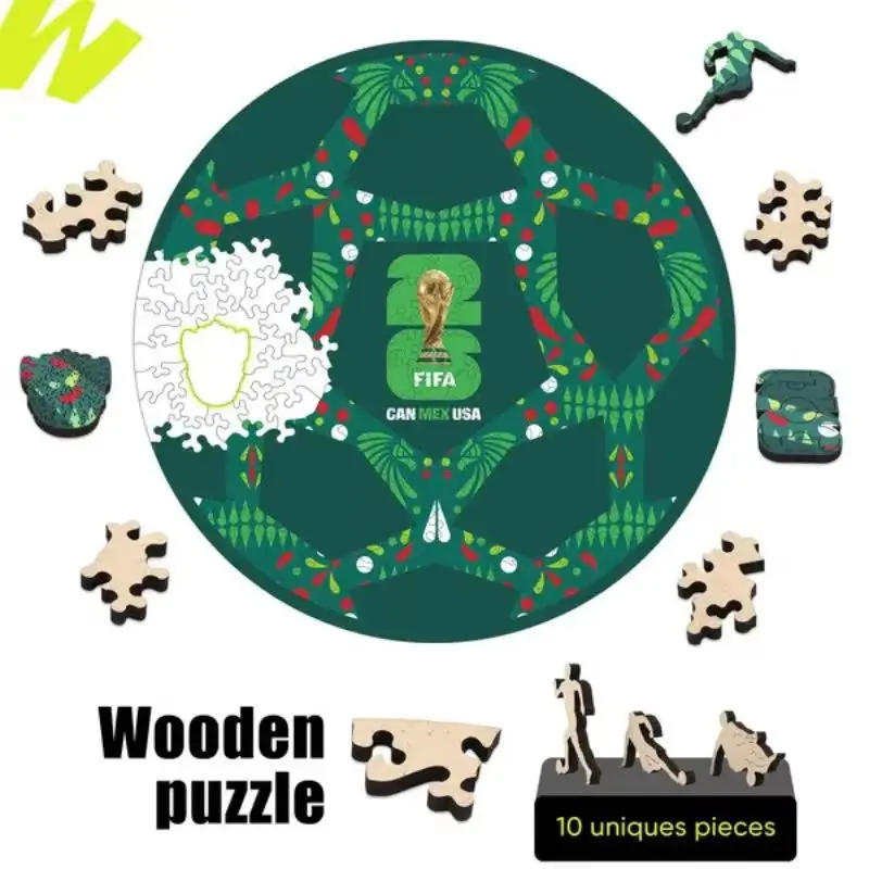 

Hot Sale 2026 FIFA World Cup Mexico Ball Jigsaw Puzzle Use for Game Night 11.8*11.8in High Quality Wooden Puzzle Gifts for Kids