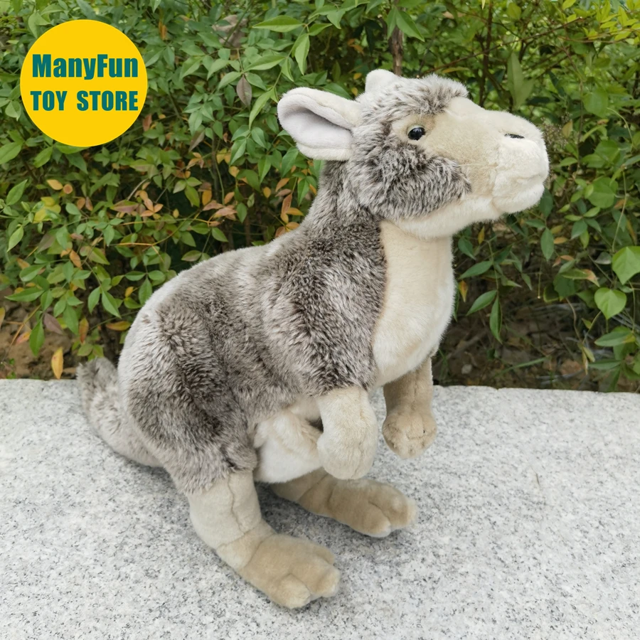 Realistic Kangaroo Stuffed Animal Lifelike Kangaroo Plush Toy Wallaby Plushie Simulation Doll Lovers