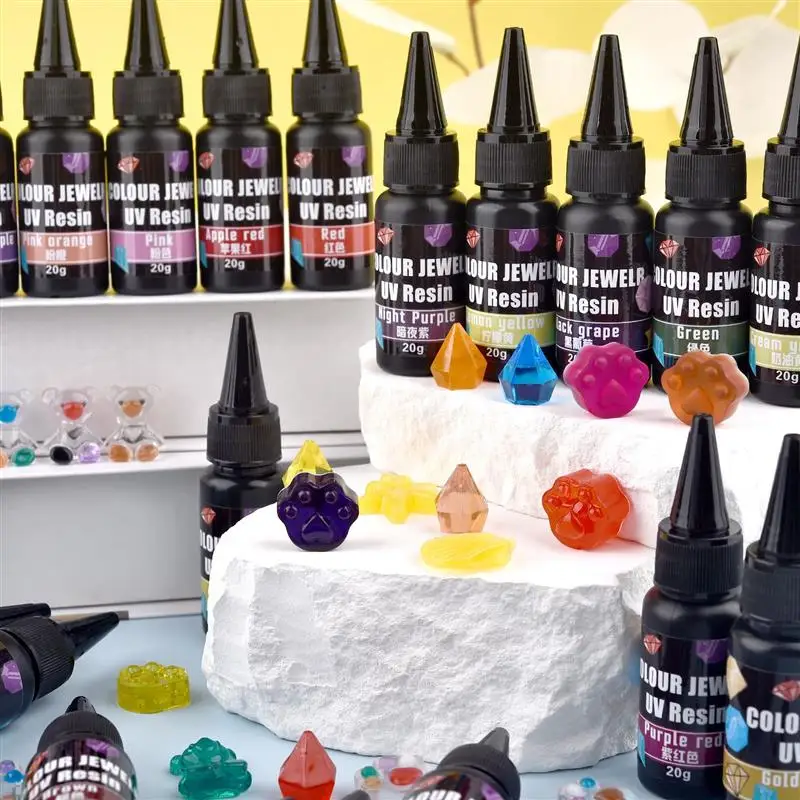 20ml UV Resin Glue Ultraviolet Curing Colorful Crystal UV Glue Quick Drying Epoxy Resin DIY Jewelry Making Material Resin Mold
