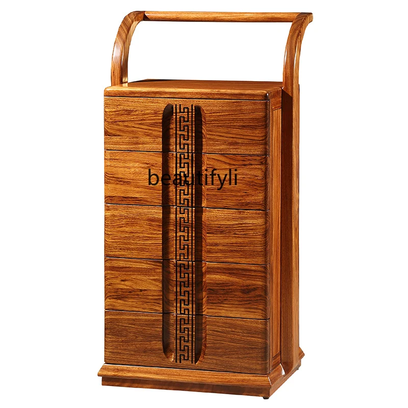 

yj New Chinese Style Ugyen Wood Solid Wood Storage Chest of Drawers Bedroom Modern Simple Storage Drawer Cabinet