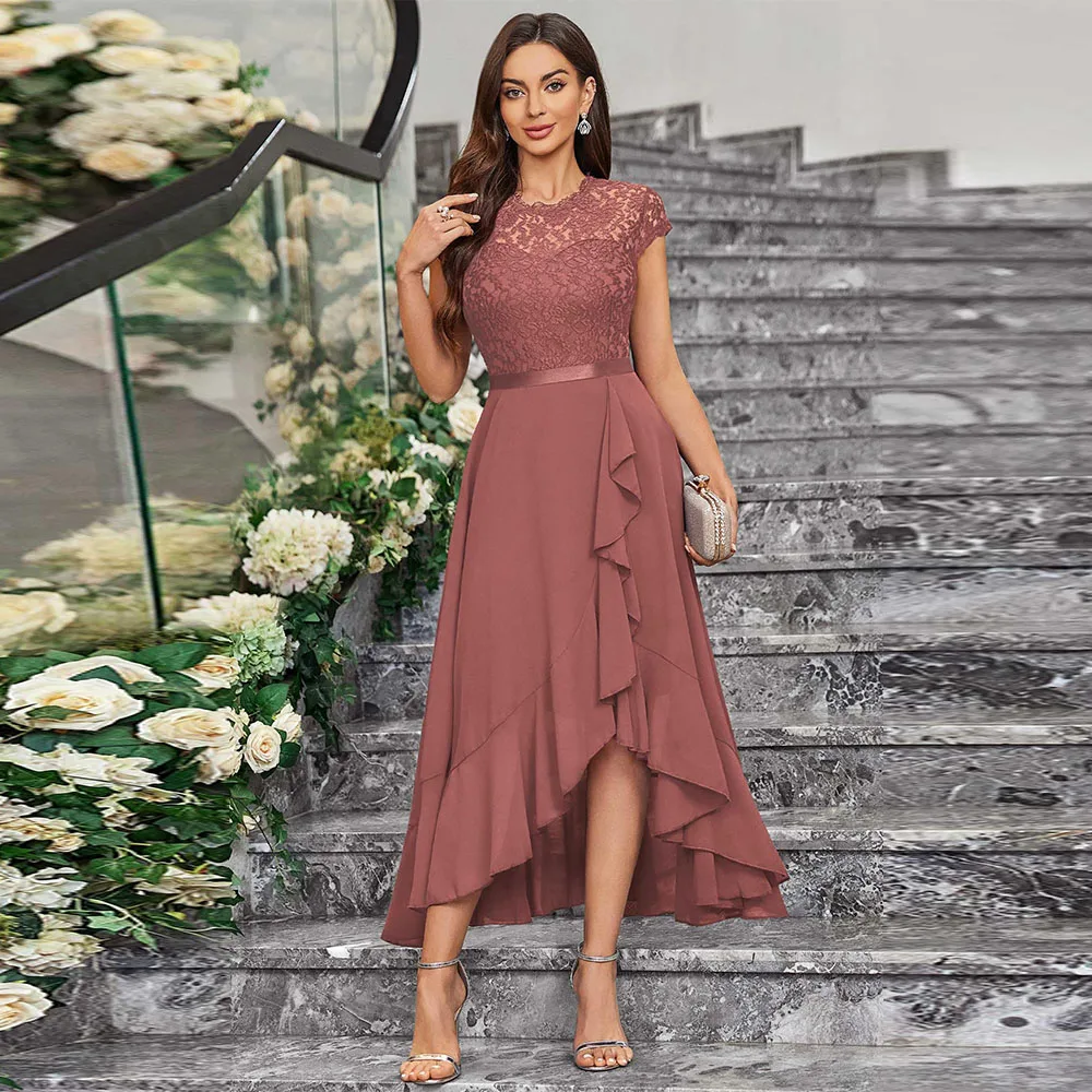 

Elegant Retro Lace Contrast Chiffon Mother Of The Bride Dresses Women's Ruffle Evening Maxi Dress Formal Dress Customized 2025
