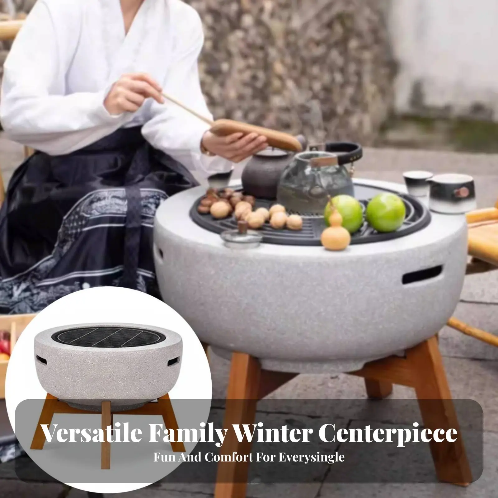 

Многофункциональная электрическая печь-барбекю, угольный гриль-обогреватель, для домашнего обогрева, зимнего приготовления пищи, чайный столик