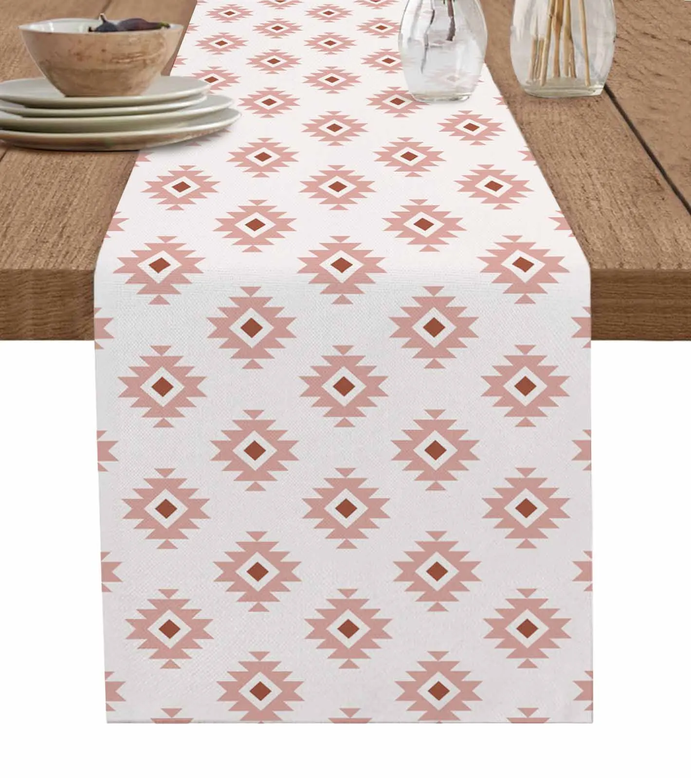 Bohemian Aztec Moroccan Rural Farmhouse Brown Table Runner Wedding Decor Table Cover Holiday Party Coffee Tablecloth Tablemats