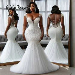 Unique Aso Ebi Mermaid Wedding Dresses For Bride Luxury Beadings Crystal African Bridal Dress vestidos de novia 2024 Customized