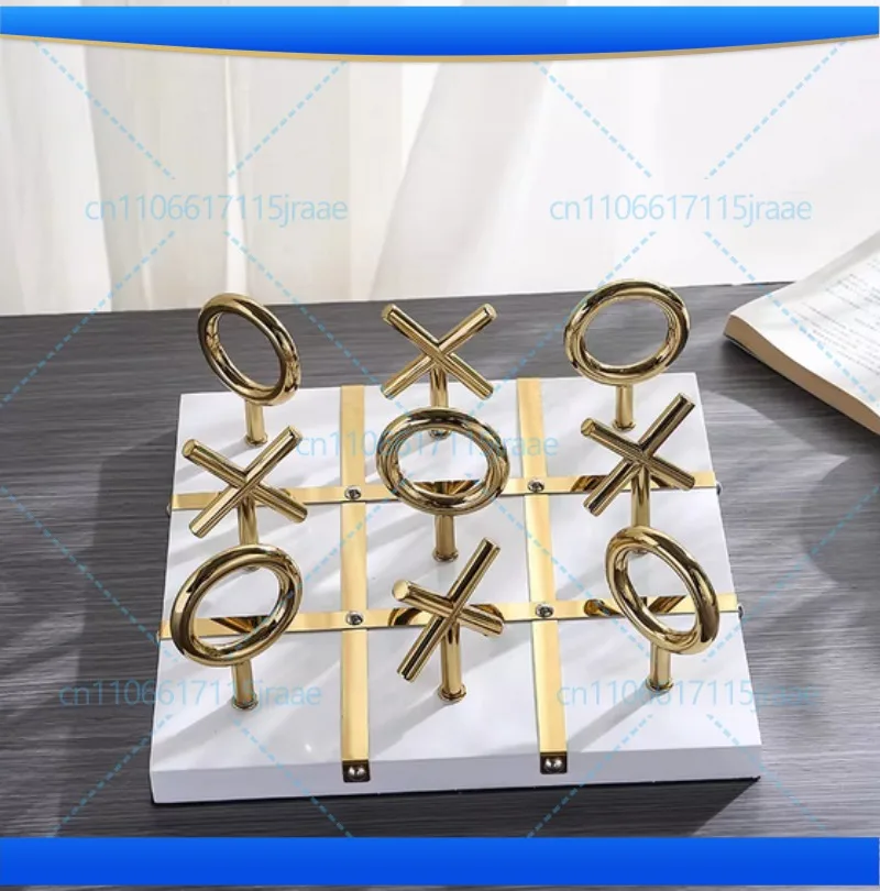 Metal Handicraft Ornaments 3D Chess Golden Chessboard Geometric Decorative Sculpture Decorative Figurines Home Decoration