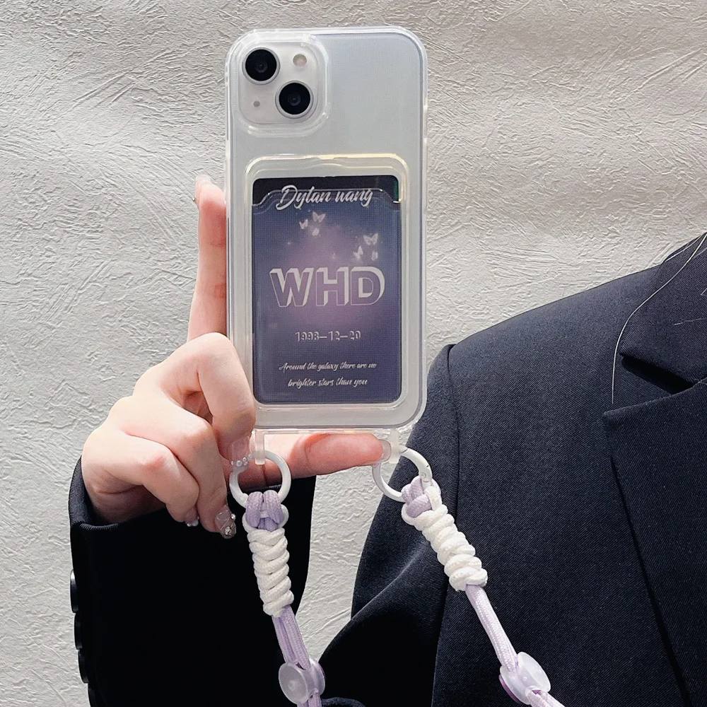Lanyard Strap Crossbody Phone Case for iPhone 15 11 14 13 12 Pro Max X XR XS Max 15 7 8 Plus 6 6S Card Slot Wallet Cover Funda