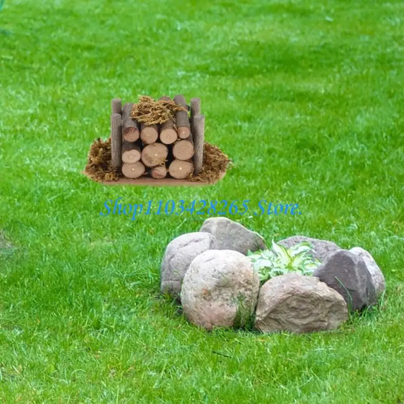 Mały drewniany stos drewna opałowego do wyświetlania w ogrodzie miniaturowe akcesoria krajobrazowe DIY z kolorowymi szczegółami