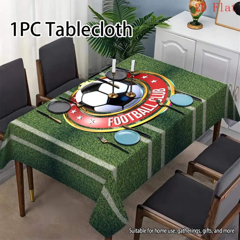 1pc 2D Flat Banner Sports Style Soccer Element Printed Tablecloth, Suitable for Party, Celebration, Festival, Graduation Season,