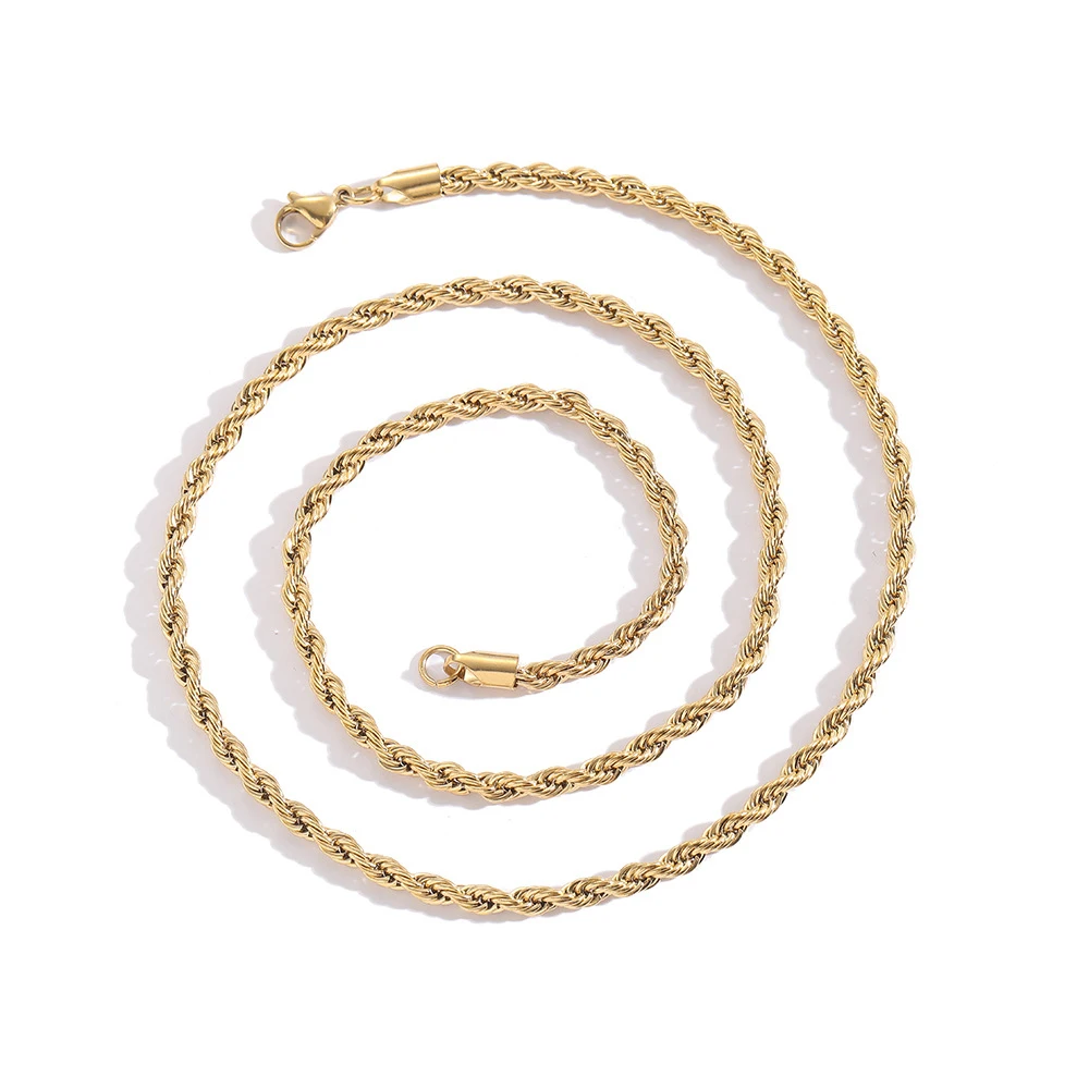 NY Fashion Gold Plated 3/4/5/6MM Stainless Steel rope Necklace Hip Hop Jewelry Men and Women Style Diversity