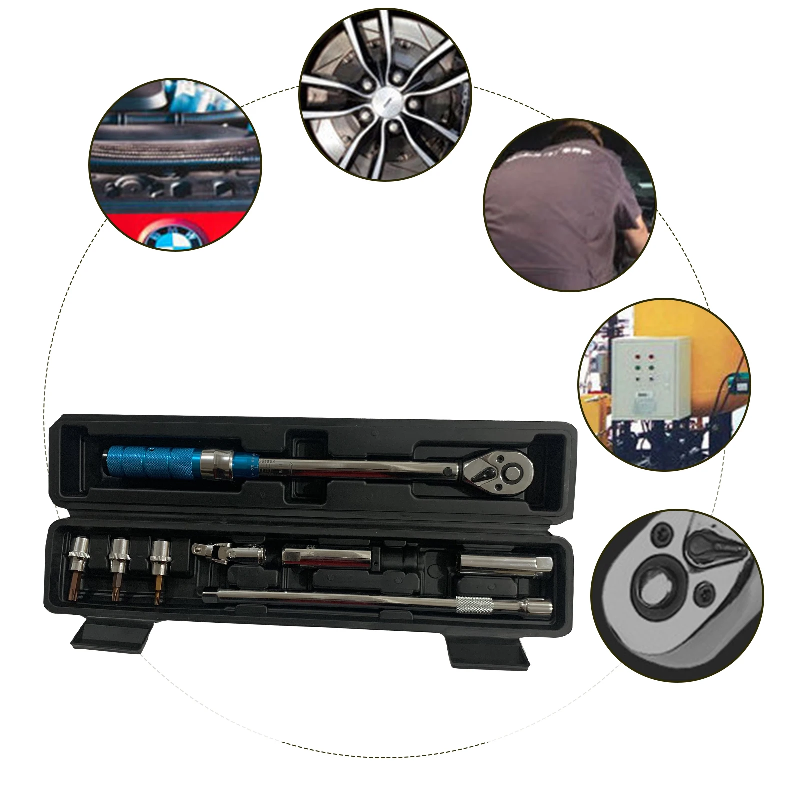 8pcs Torque Wrench 10-60N.m  3/8 Inch Square Drive Torques Key Torque Wrench Professional Bicycle Automotive Tool
