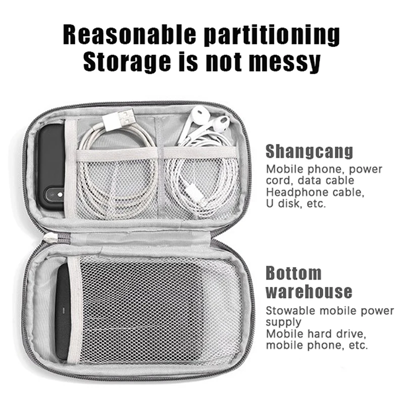 Portable Cable Digital Storage Bags Organizer USB Gadgets Wires Charger Power Battery Zipper Cosmetic Bag Case Accessories Item