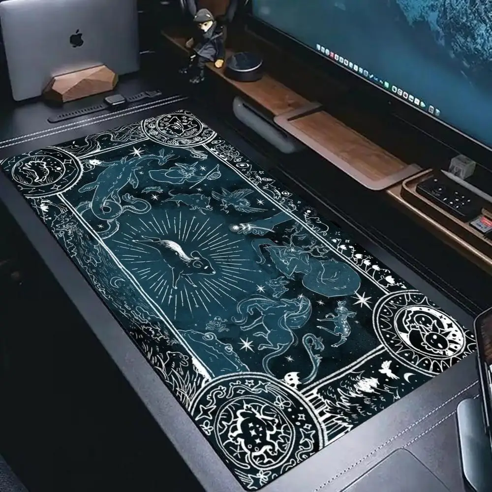 XXL Large Desk Pad Tarot Art Golden Geometric Marble Camo Gaming Text Mousepad Non-Slip Rubber Keyboard Mat Gaming Desk Pad