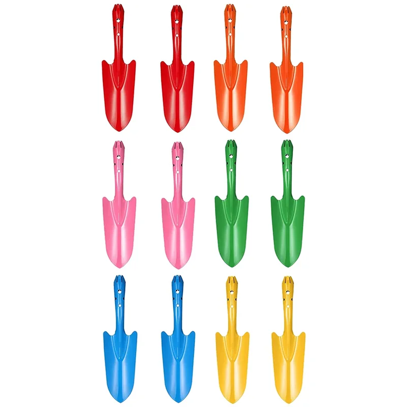 12 Pack Mini Colorful Metal Hand Shovel, Set Transplanting Garden Shovel for Flower Soil Planting Succulent