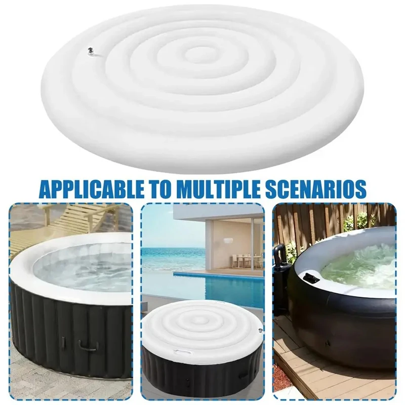 

Inflatable Hot Tub Cover Inflatable Round Lid Handled Hot Tub Cover Outdoor Rain-Proof Lid Fold Cover With Insulation