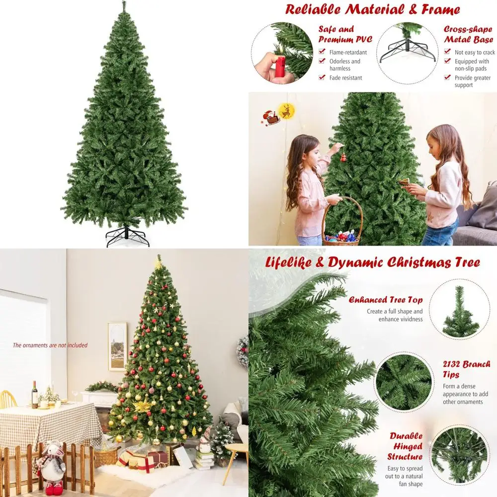 

Рождественская елка из искусственной ели высотой 9 футов с наконечниками для ветвей 2132, металлической подставкой, шарнирным дизайном для легкой сборки и хранения