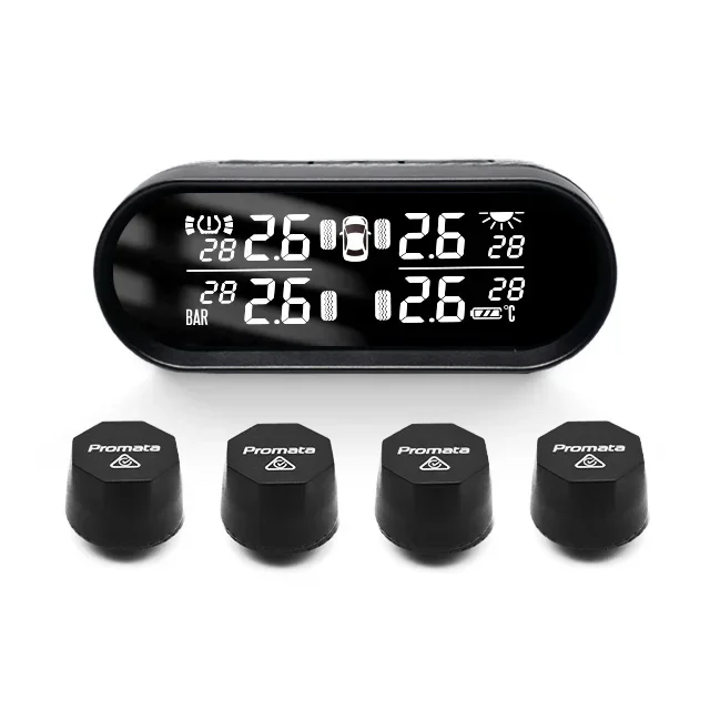 Car TPMS Tire Pressure Monitoring System Solar Charging LCD Digital LCD Display Auto Alarms Wireless External Sensor