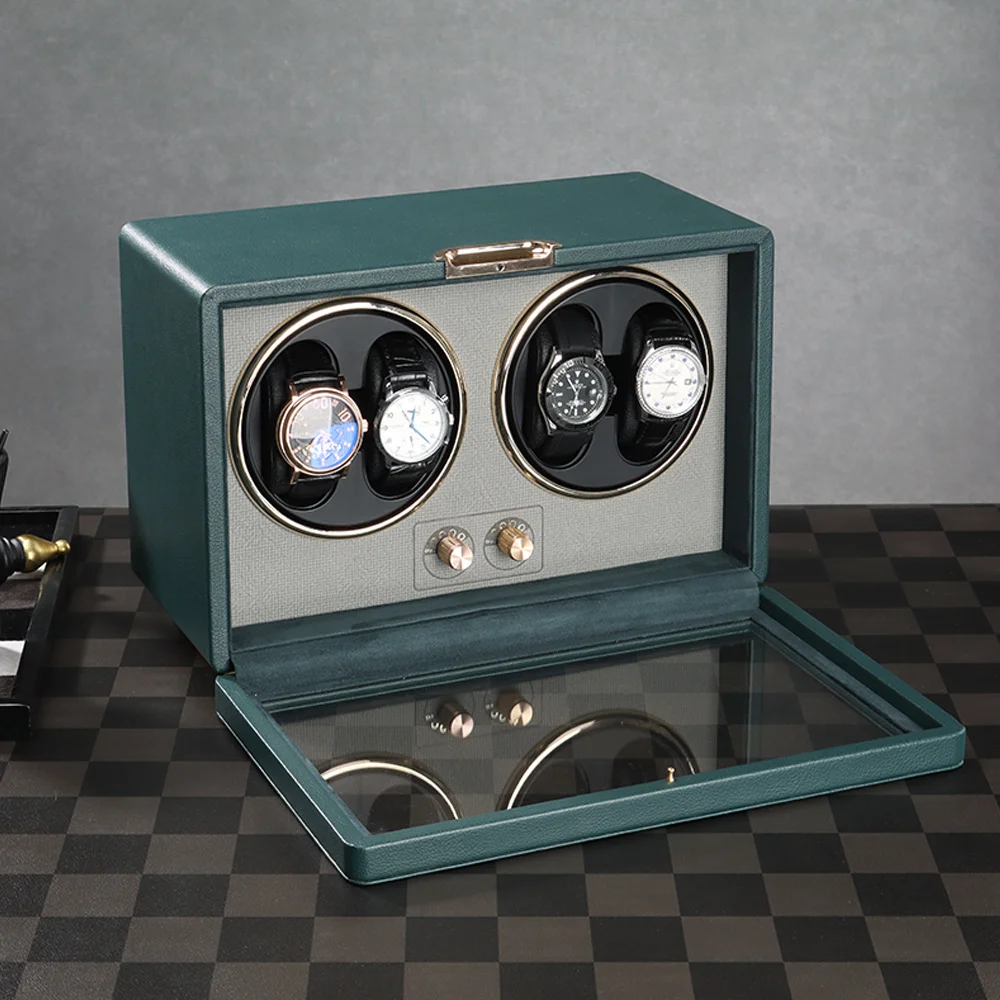 High-End Mechanical Watch Display Box New Leather Case for Household Wooden Automatic Watch Stand with Shaker Feature