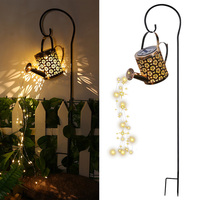 Solar Watering Can Lantern with Cascading String Light Waterproof Solar Waterfall Hanging Light Garden Yard Lawn Decor LED Lamp