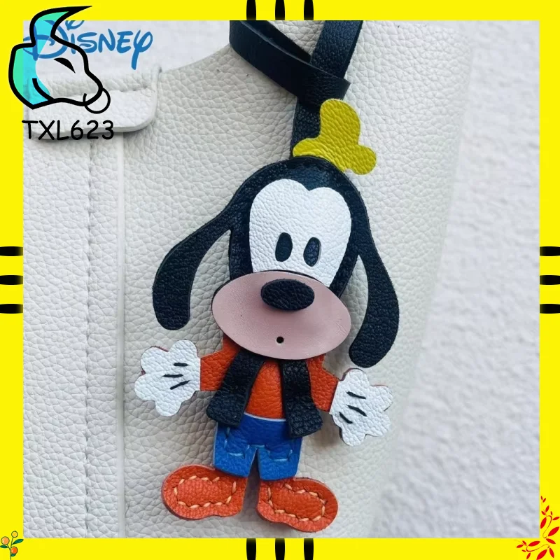 

Disney Orange Goofy Sheepskin Handmade Key Bag Pendant Kawaii Handbag Charm for Girls Cute Birthday Gift Car Accessory