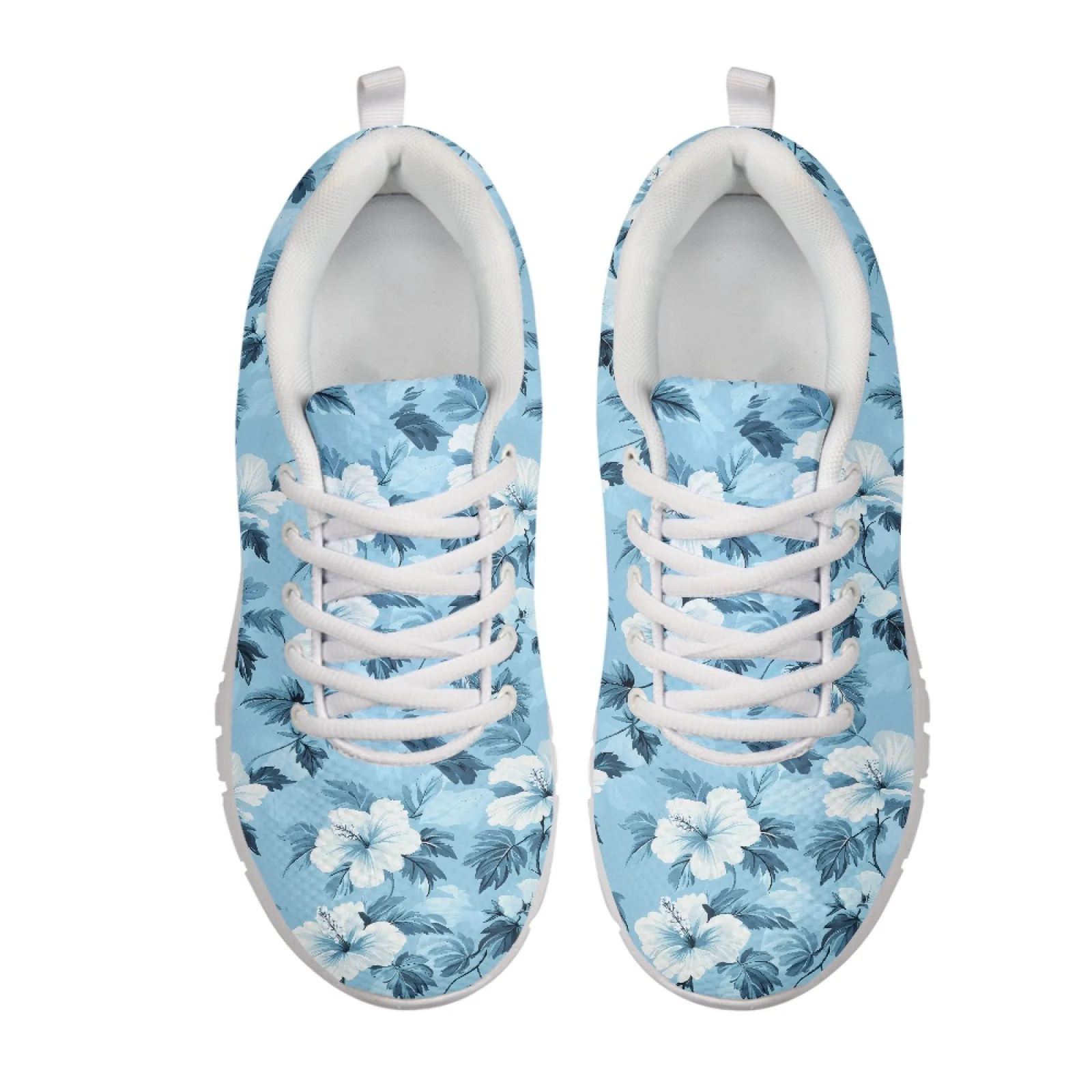 Coloranimal Hibiscus Flower Lace Up Walking Sneakers for Women Mesh & EVA Sole Womens Athletic Walking Sneakers for Travel