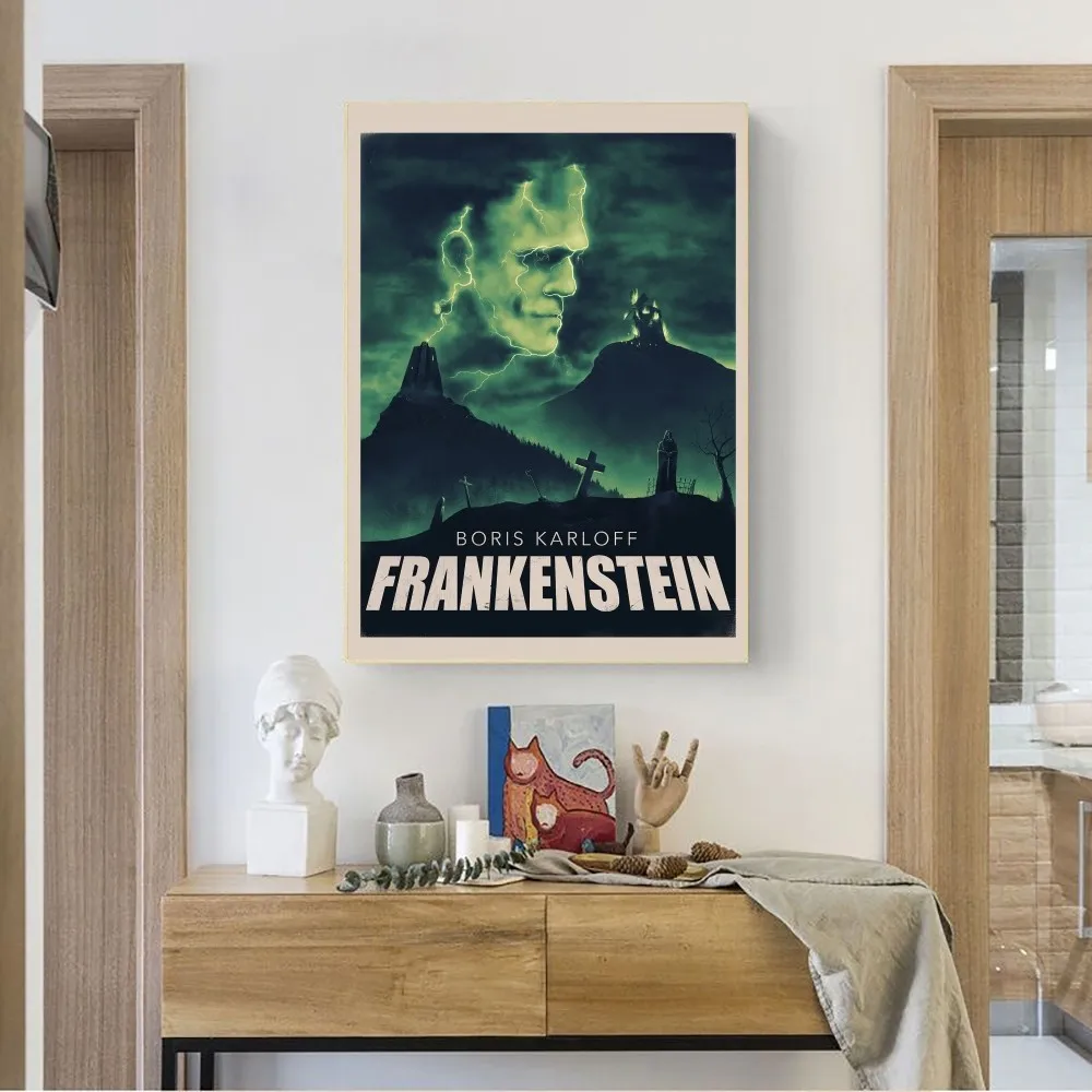 Frankenstein Classic Horror Movie Poster No Framed Poster Kraft Club Bar Paper Vintage Wall Art Painting Bedroom Study Stickers