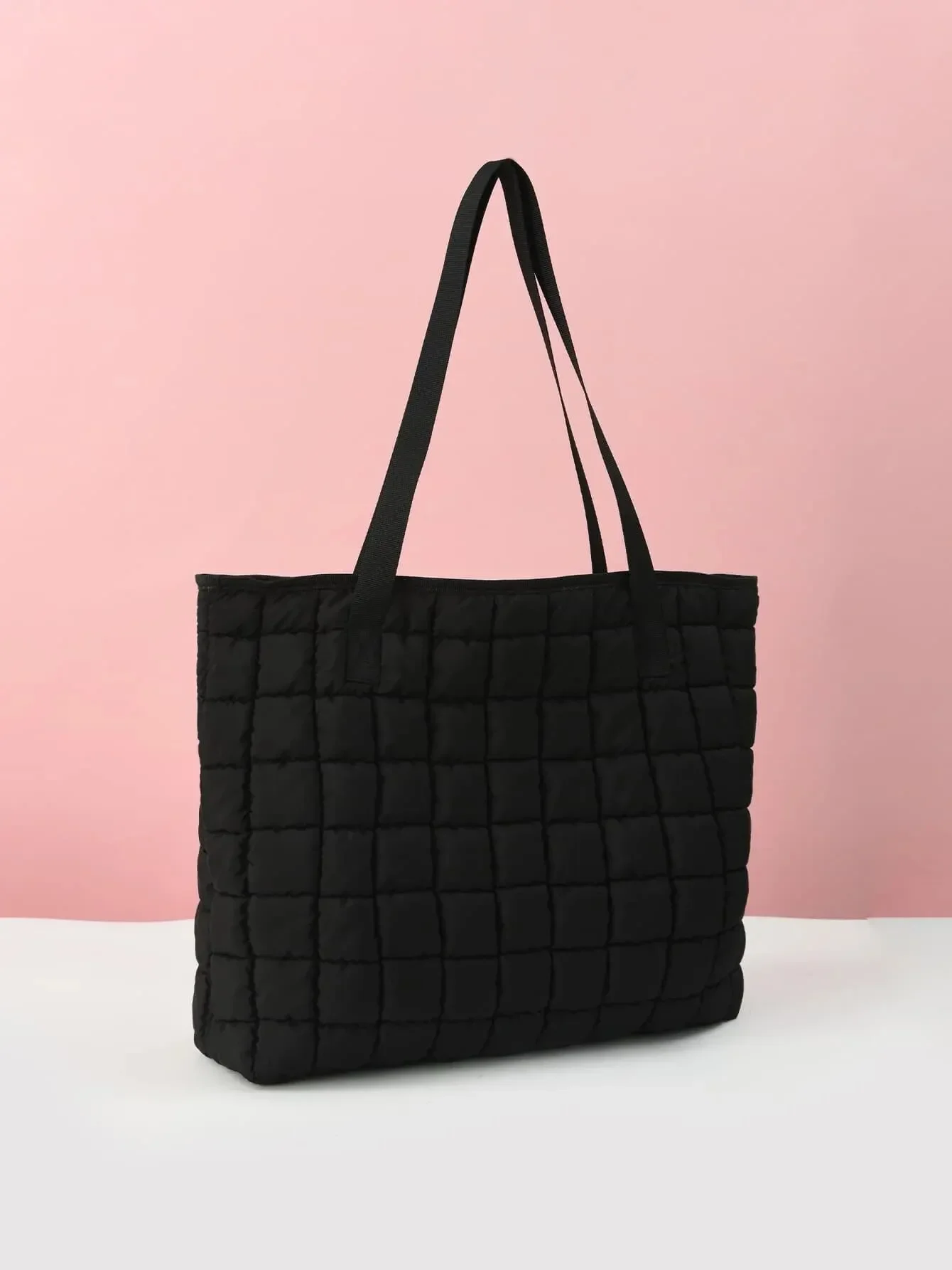 1pcs Winter Women Plaid Large Capacity Quilted Down Handbag Shoulder Bag for Girls Daily Use School Outdoor Travel