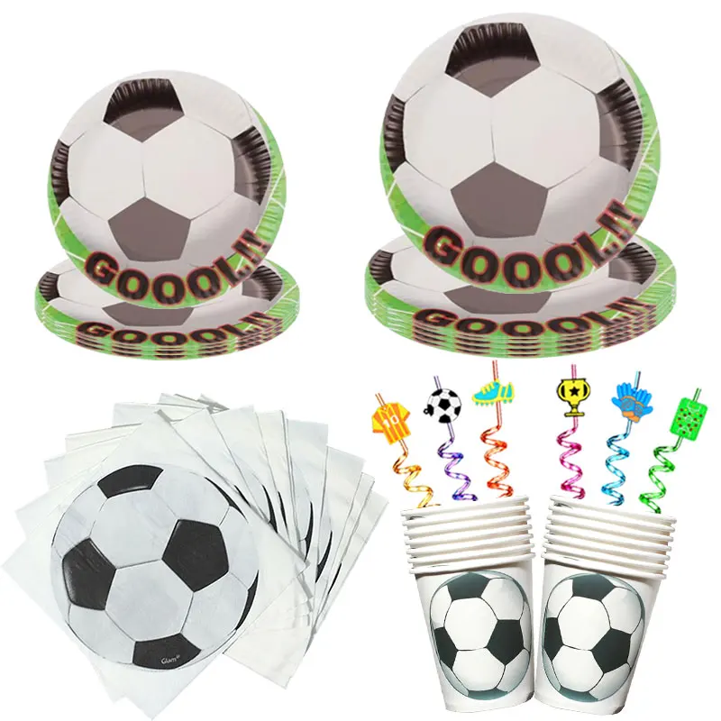 Soccer Birthday Decoration Children\'s Football Birthday Party Decor Supplies Tableware Plates Cups Tablecloth Balloon Backdrop