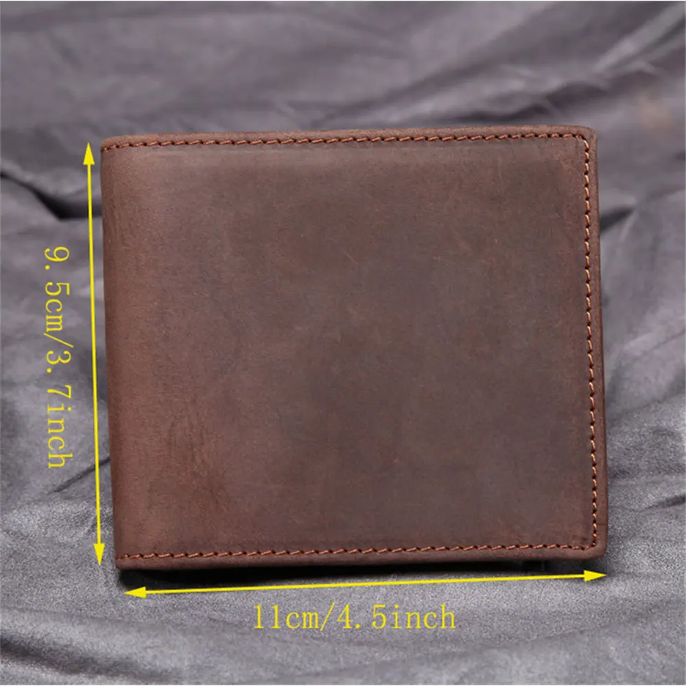 RFID Blocking Men's Wallet Man Vintage Cow Genuine Leather Wallet Male Handmade Billfold Coin Purse Short Wallet