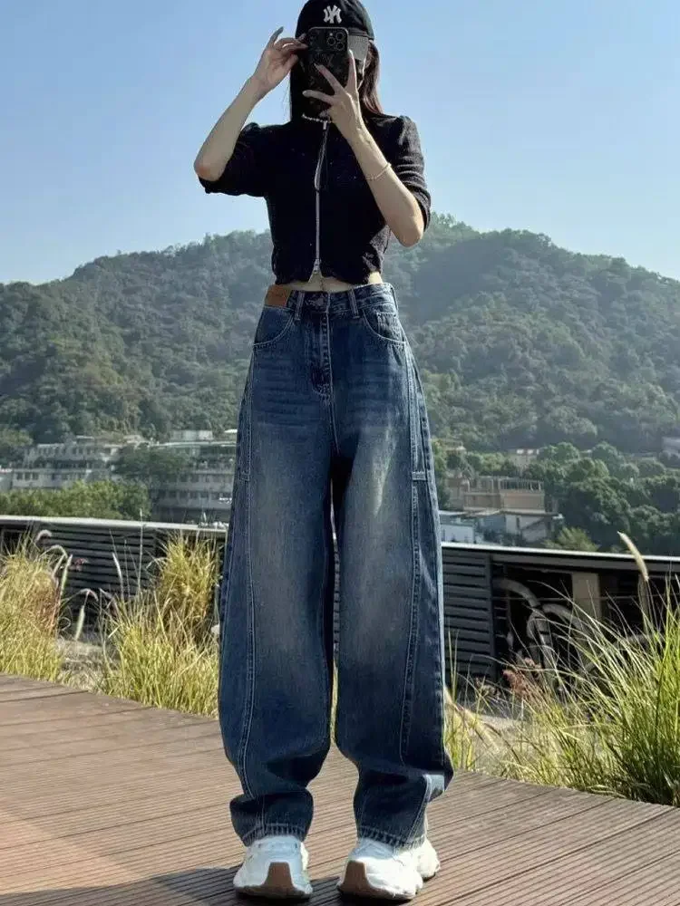 

Women's clothing American style retro summer loose fit slimming wide leg pants pear shaped figure high waist Haren pants