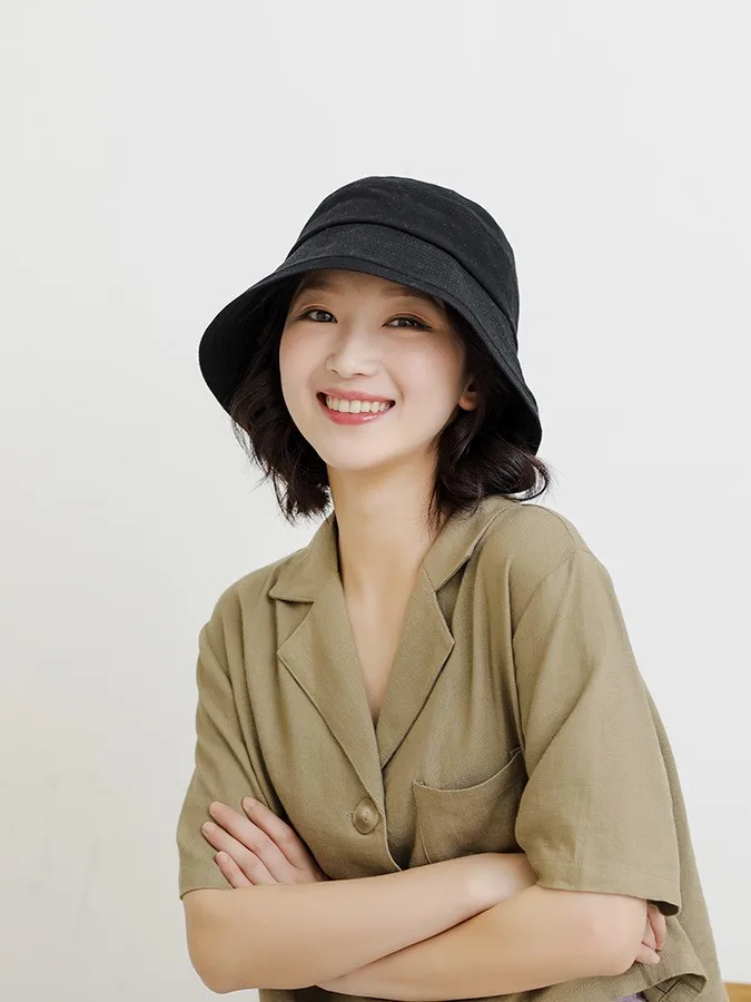 Fashionable Bucket Hat with Hair for Women,Short Wavy Detachable Fake Hat Wigs for Fall/Summer/Spring,Black/Khaki Cap Wig