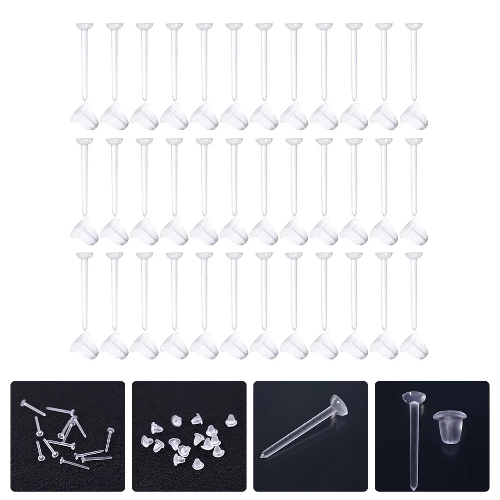

100Pairs Earrings Backs Simple Style Safety Stoppers Premium Plastic Replacement Secure Caps for DIY Jewelry Accessories