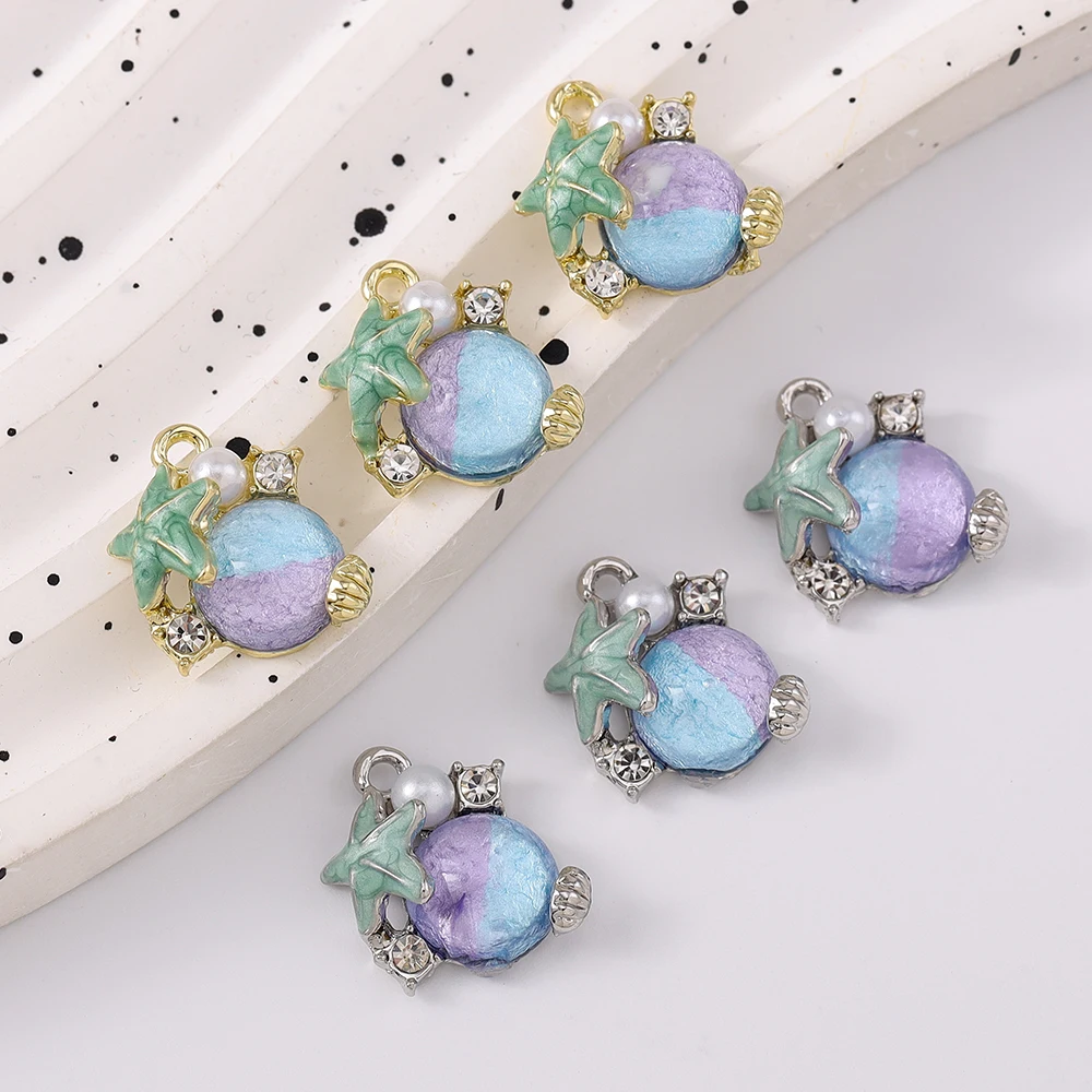 

5pcs Gemstone Starfish Charms Pearl Crystal Pendants for Jewelry Making Necklace Earrings Bracelet Accessories Supplies