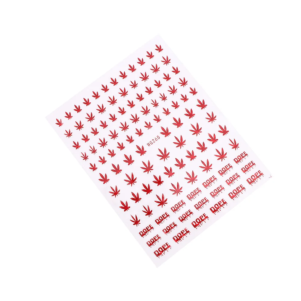 

Holographic Fashion Nail Tips Acrylic Salon DIY Self Adhesive Manicure Decoration Weed Leaf Designs Nail Stickers