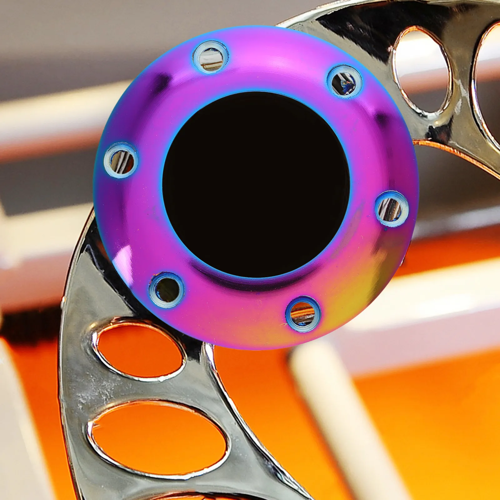 Universal Steering Wheel Horn Button Cover Colorful Alloy Center Ring Car Steering Wheel Adapter Spacer Ring Easy Installation view 2