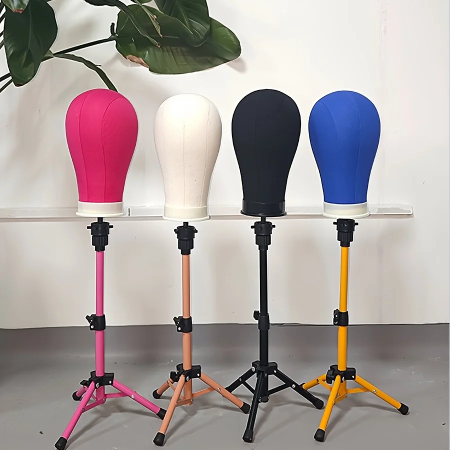 

Adjustable Foldable Metal Mannequin Head Stand with 55.88cm Canvas Block Wig Head - Adult Styling and Display Mannequin