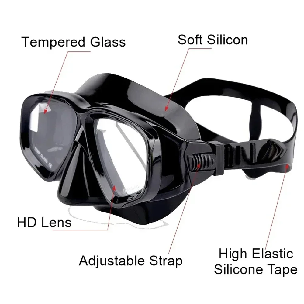 Suba Diving Mask Myopia 1.5-8.0 Tempered Lens Anti-fog Free Dive Goggles freedive