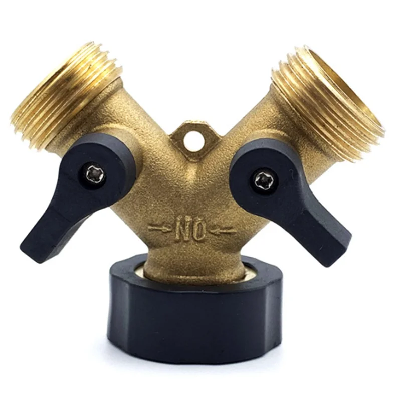 COFA-Garden Hose Splitter 2 Way Heavy Duty Brass Connector Tap Splitter Y Splitter 2 Valves&7 Extra Rubber Washer Hose Spigot