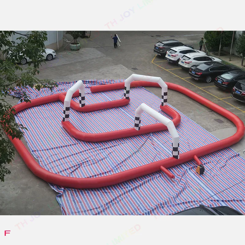 15x12m gigante ao ar livre zorb bola airtrack pista inflável carro de corrida inflável go kart pista para venda