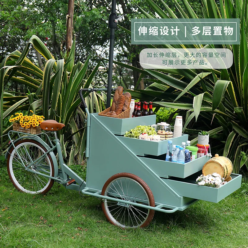 

New shopping mall event exhibition advertisement three-wheeled mobile bicycle milk tea cold drink fruit selling genuine coffee c