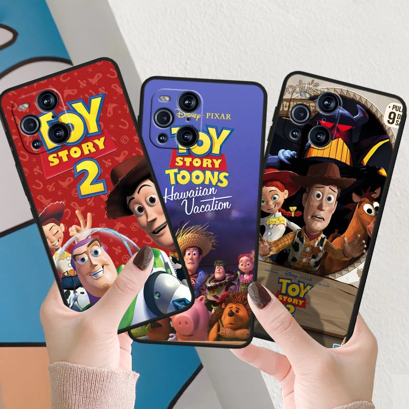 Классная история игрушек Disney для OPPO Find X6 X5 X3 X2 F21S F21 Pro Lite Neo, черные силиконовые чехлы, мягкая искусственная кожа